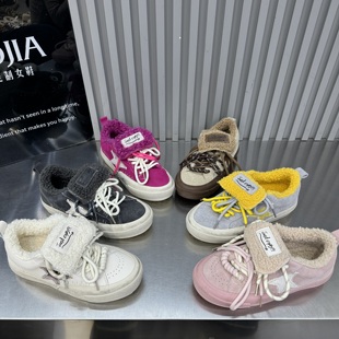 脏脏鞋 2025冬季 加绒保暖星星鞋 磨砂真皮厚底增高羊羔毛毛鞋 女 新款