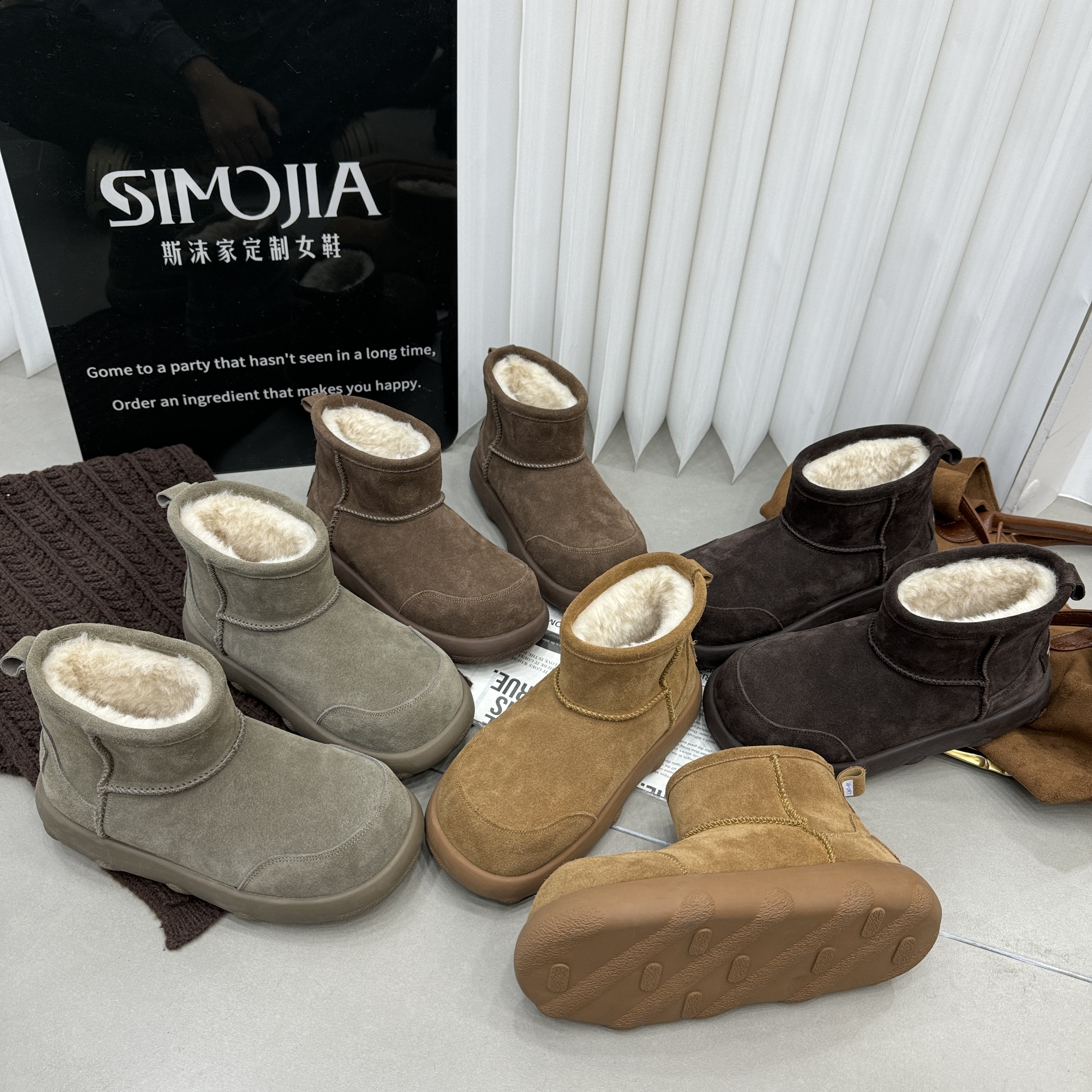 TTRR小土豆2025冬季新款磨砂真皮厚底增高加绒保暖雪地靴勃肯鞋女