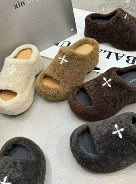 TTYY2026秋季新款真皮羊羔毛毛厚底内增高休闲女鞋潮鞋勃肯鞋拖鞋