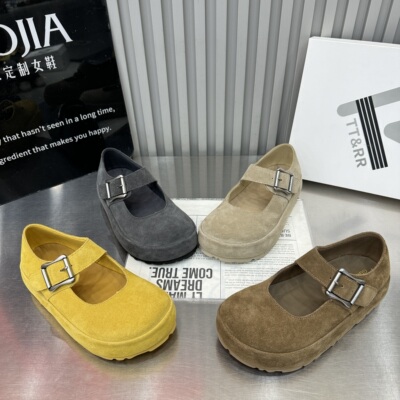 TTRR2026春季新款磨砂真皮厚底百搭休闲女鞋勃肯鞋单鞋玛丽珍鞋