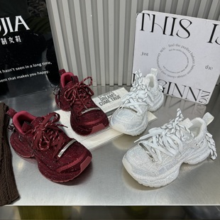 女百搭休闲运动鞋 真皮厚底增高老爹鞋 爆款 面包鞋 2025春季 女鞋 新款