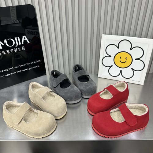 2025冬季新款磨砂真皮厚底内增高保暖棉鞋爆款女鞋勃肯鞋玛丽珍鞋