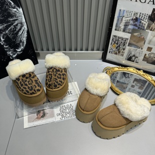 包头拖鞋 2025新款 秋冬羊羔毛毛保暖加厚真皮纯皮松糕厚底百搭女鞋