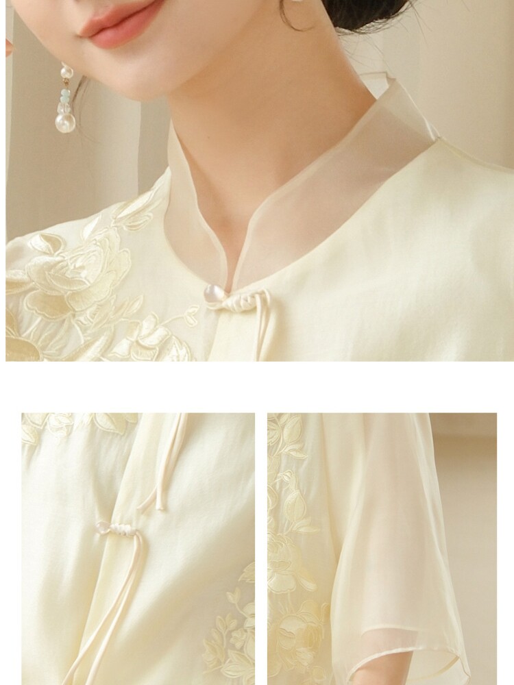 SUMMER WOMENS CLOTHING NEW HANFU NEW CHINESE STYLE EMBROIDERY IMPROVED TANG JACKET TEA MASTERS TOP ZEN TEA SUIT WOMEN