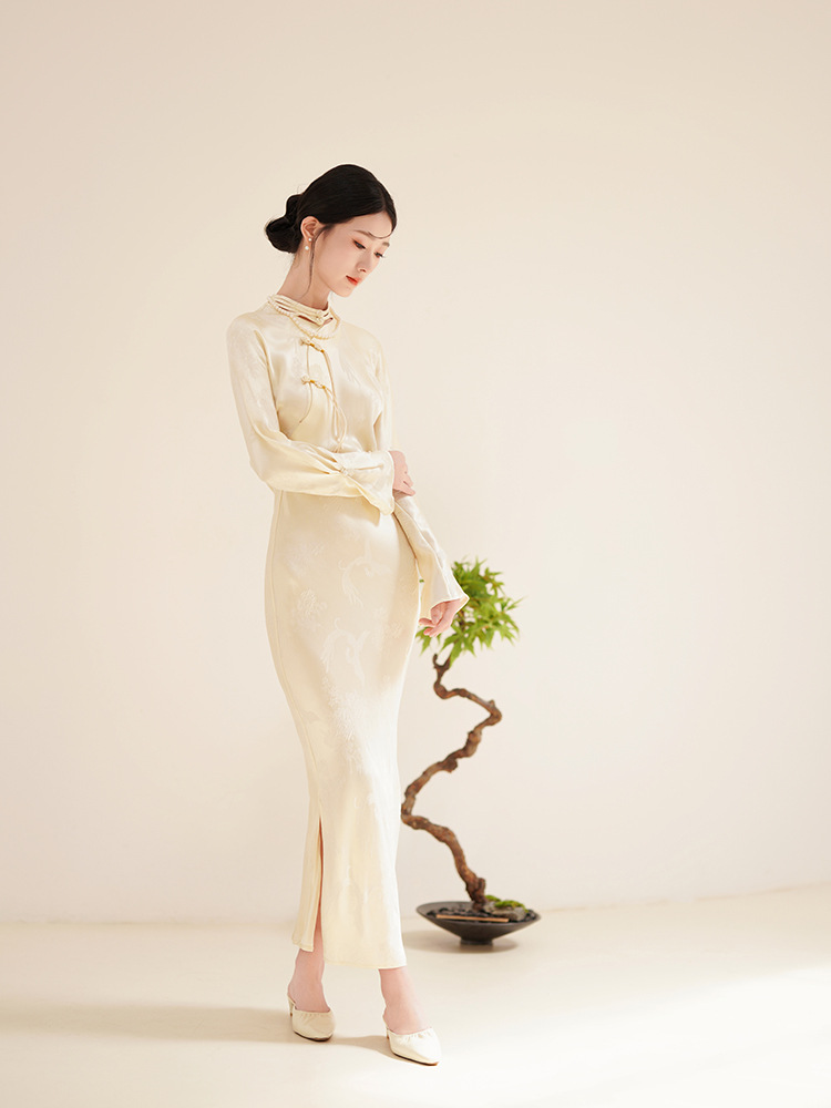 新中式日常改良修身旗袍桑蚕丝