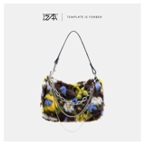 Демисезонная оригинальная дизайнерская мягкая модная цепь, сумка подмышку, в цветочек