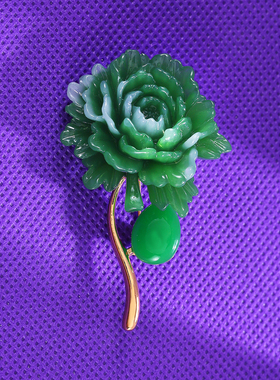 绿色牡丹花胸针高档精致西装礼服大衣配饰别针胸花简约服装配饰品