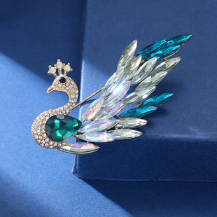 精美渐变水晶孔雀胸针女气质优雅高档奢华西装 欧美时尚 胸花配饰