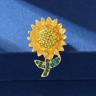 合金镶钻花朵别针气质西装 复古文艺向日葵胸针女简约时尚 胸花批发