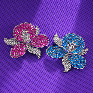 重工合金满钻植物别针高档服装 欧美跨境热销兰花胸针时尚 配饰胸花