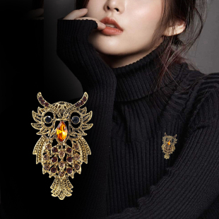动物胸花vintage外套衣服别针配饰防走光 复古猫头鹰胸针欧美新款