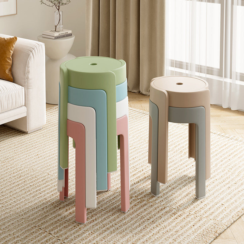 北欧家用圆凳子塑料加厚可叠放餐桌板凳风车凳胶凳简约椅子高凳子