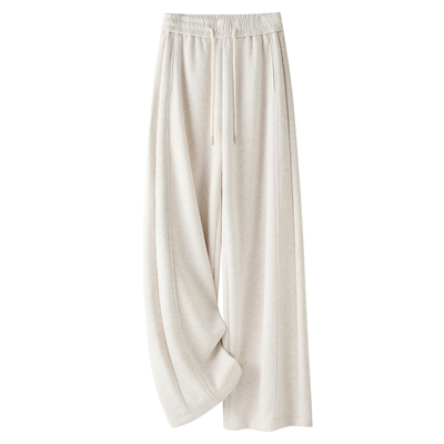 米白色休闲阔腿裤女2025新款秋季高腰显瘦宽松慵懒风垂坠感直筒裤