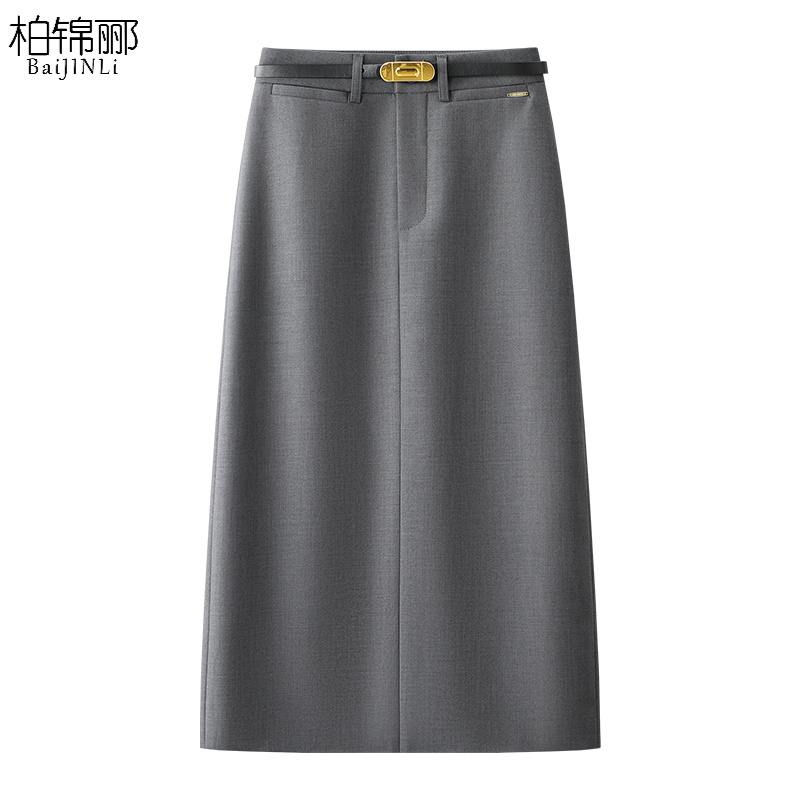 灰色西装半身裙女2025新款夏季高腰显瘦a字半裙气质高端直筒裙子