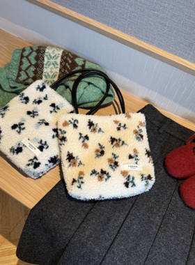 【奶绒印花手提包】小众羊羔毛手拎包小托特包毛毛包秋冬可爱女包