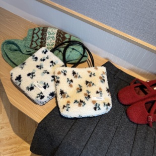 【奶绒印花手提包】小众羊羔毛手拎包小托特包毛毛包秋冬可爱女包