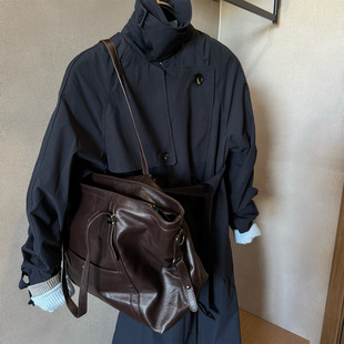 百搭气质大容量单肩斜挎女包电脑包 早秋新款 乌木色大托特包