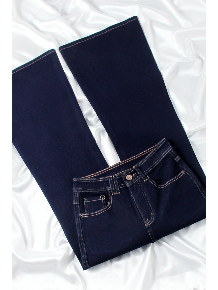 不贴腿筒喇裤｜覆古深蓝色喇叭牛仔裤女高腰显瘦修身百搭冬季加绒,女装/女士精品,牛仔裤,淘宝优惠券,粉丝福利购,淘宝优惠卷