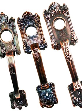 老式门锁把手古铜小拉手外装门锁配套执手铁门木门防盗锁加厚花把