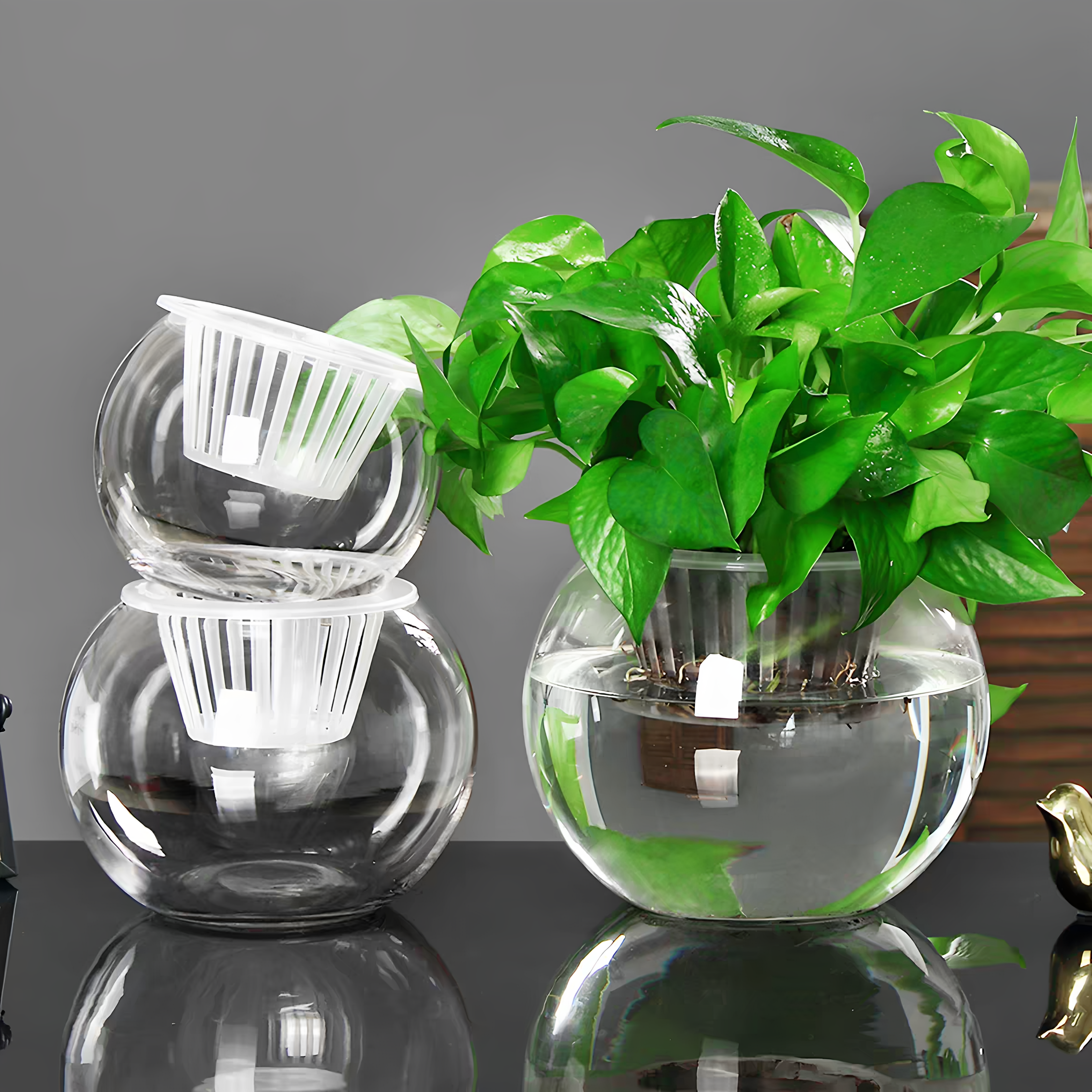 加厚透明塑料花盆自动吸水k可水