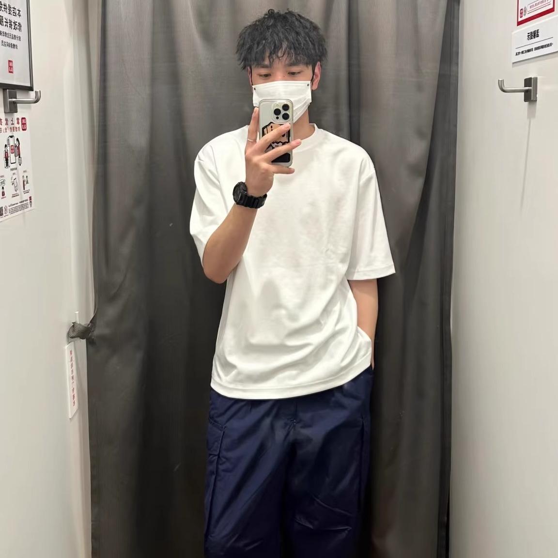 日系夏男女装大师T宽松圆领纯色T恤五分袖短袖凉感475355/465185