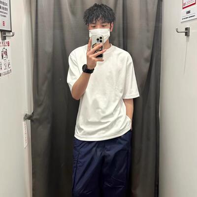 日系夏男女装大师T宽松圆领纯色T恤五分袖短袖凉感475355/465185