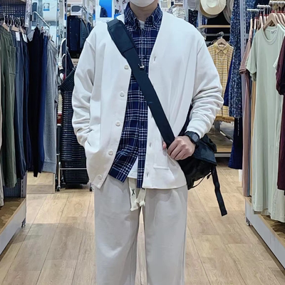 v领秋季休闲宽松开衫外套