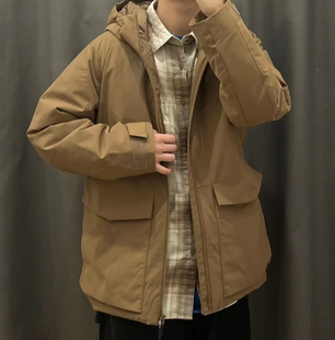 日单新款冬季男装宽松高性能复合保暖羽绒服工装连帽外套潮449723