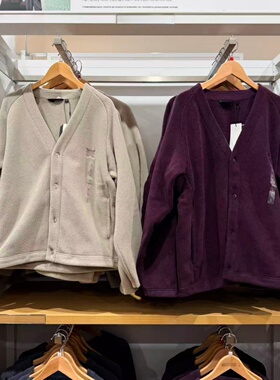 男装女装情侣款摇粒绒宽松开衫长袖V领外套抓绒衣秋冬新款483980