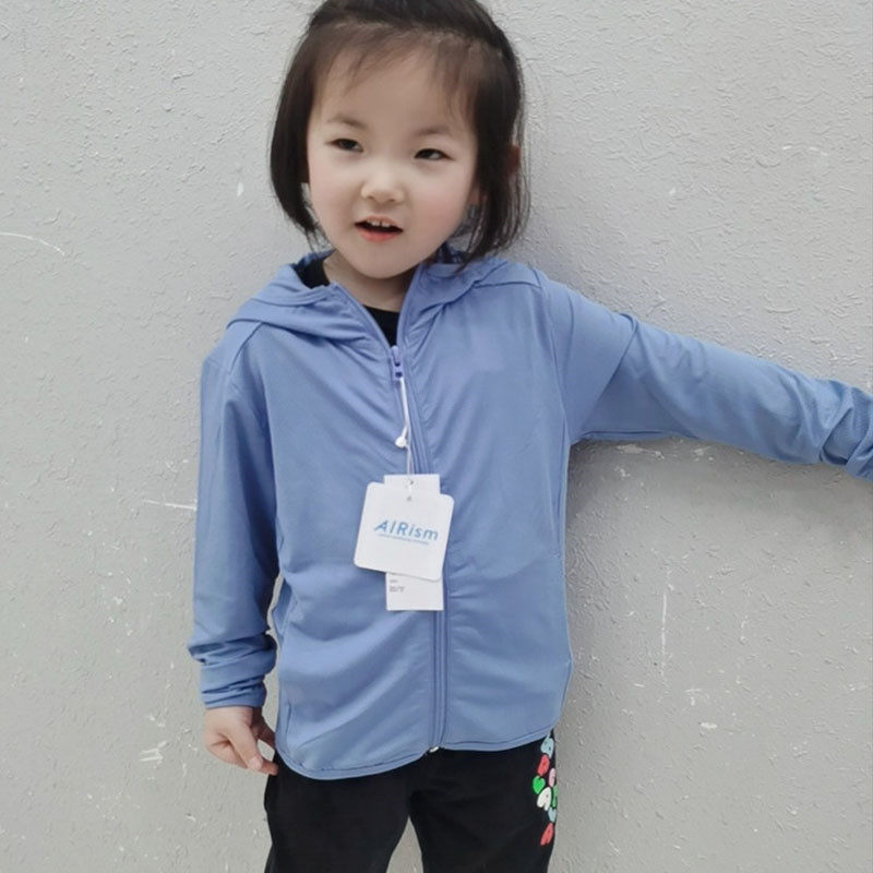 夏季男女童连帽拉链开衫儿童UV防晒衣速干服外套414249 426573