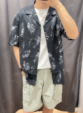 沙滩衬衫男女款莫代尔棉混纺印花开领衬衫短袖衬衣467513/467120