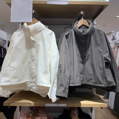 日单新款春季女装防风立领茄克休闲拉链连帽薄短外套夹克474894