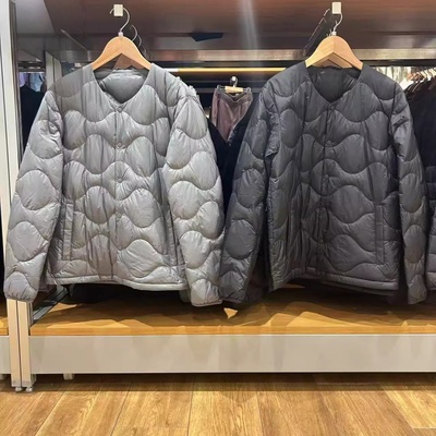 日单男装女装冬季高级轻型羽绒便携式茄克弧形压线外套夹克480949