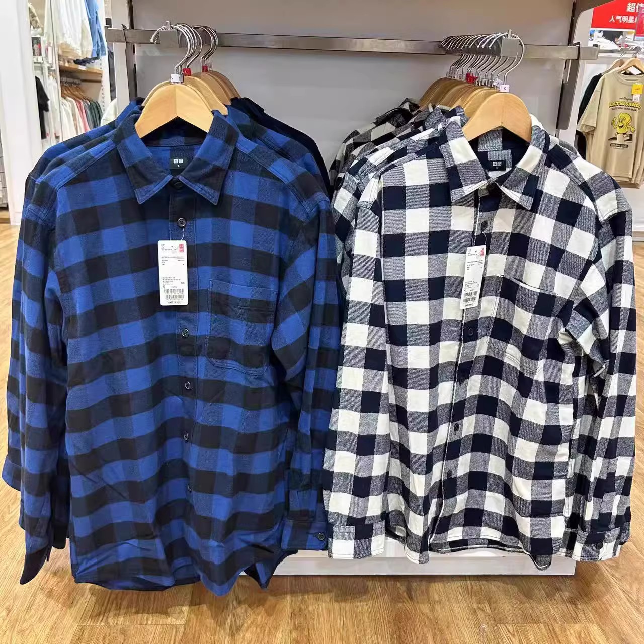 法兮方领长袖格子衬衫外套