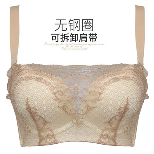 六月玫瑰品牌文胸正品 防走光無鋼圈軟圈收副乳內衣 集中聚攏抹胸式