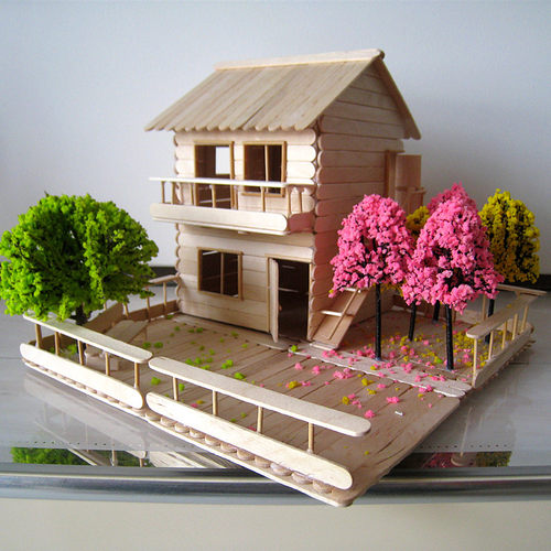 中式小楼雪糕棒制作材料/半成品