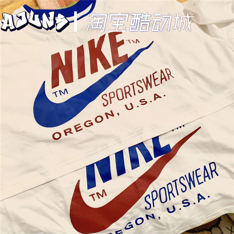 Nike/耐克 NSW 女子双钩 双耐克标拼接运动短袖T恤CJ2041-100-010 运动服/休闲服装 运动T恤 原图主图