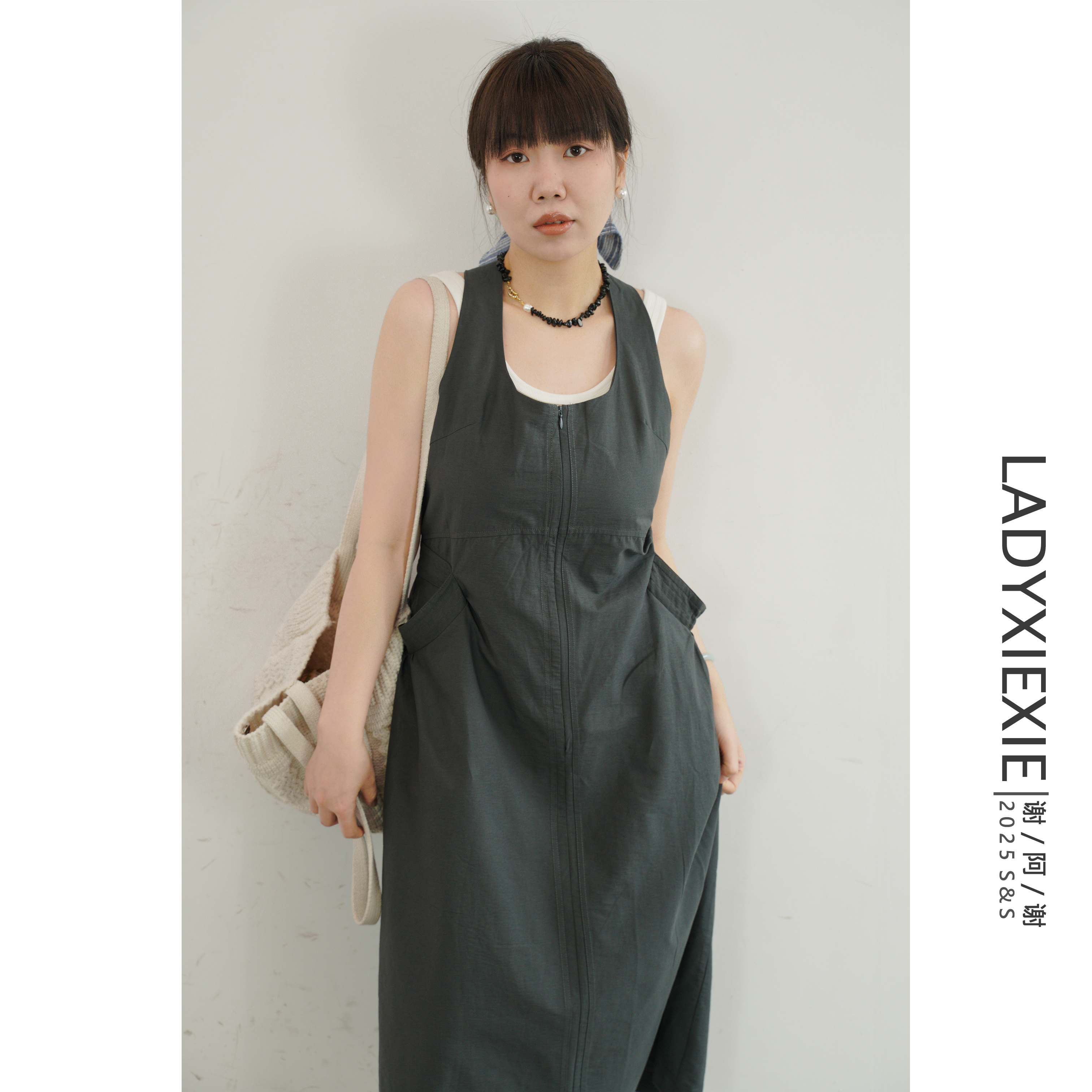 【LADYXIEXIE4/14 88折+立减】小众扭结吊带工装无袖连衣裙女中长
