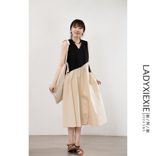 满减 27新品 限时88折 连衣裙 不规则撞色拼接无袖 LADYXIEXIE