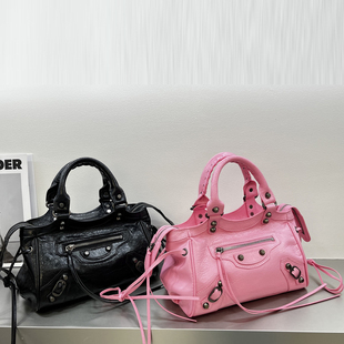 B家欧洲站真皮女包手提单肩be 保龄球小包 city柳钉辣妹机车包时尚