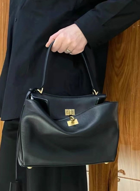 高版本B家真皮女包Roden大容量托特包欧美风锁扣单肩腋下凯莉包包