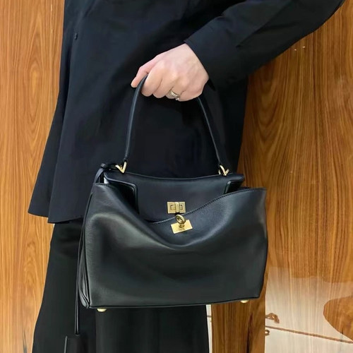 高版本B家真皮女包Roden大容量托特包欧美风锁扣单肩腋下凯莉包包