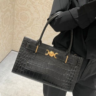 赵露思许妍同款鳄鱼纹真皮女包时尚单肩斜挎美杜莎牛皮手提包小包