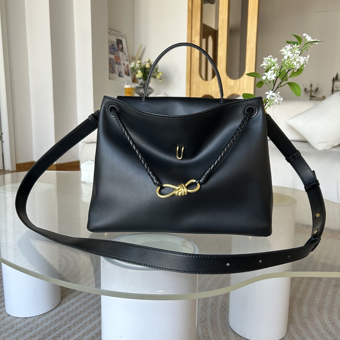 B家牛皮编织真皮女包欧洲站CiaoCiao手提包蝴蝶结Andiamo托特小包