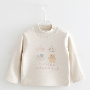 上衣加厚内搭 T恤婴儿打底衫 宝宝半高领秋冬加绒保暖儿童新款 长袖