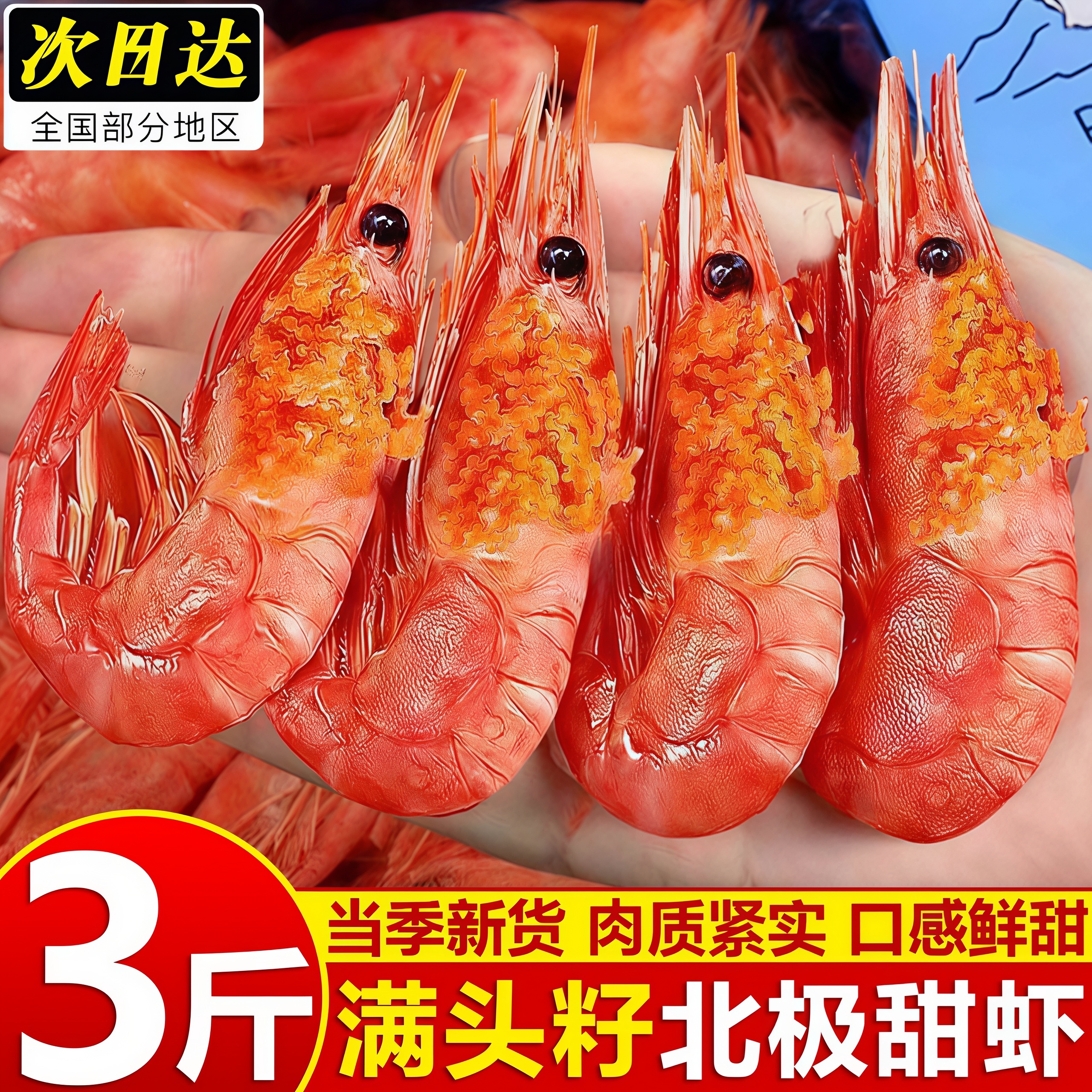 北极甜虾刺身丹麦甜虾