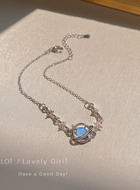 蓝色星球手链女ins小众设计感高级轻奢精致2022年新款闺蜜手镯