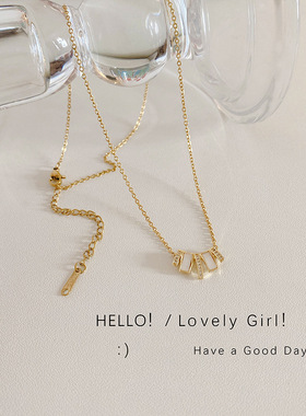 日韩简约不规则吊坠钛钢项链女气质复古ins风潮流设计感锁骨链