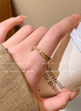 轻奢开口美拉德风戒指女时尚气质百搭高级感小众指环设计感手饰品