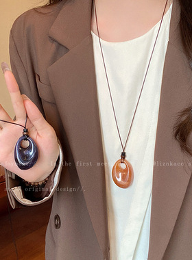 韩系不规则百搭水滴项链女简约高级感长款毛衣链复古气质秋冬配饰